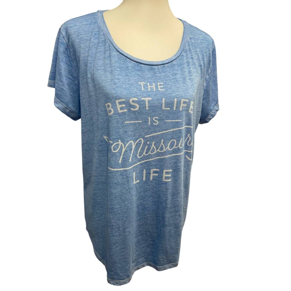 Best Life Is Missouri Life Womens XL Cotton Blend Scoop Short Sleeve Tee Shirt
